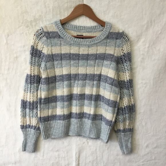 GAP Sweaters - GAP Blue and White Striped Knit Sweater Top